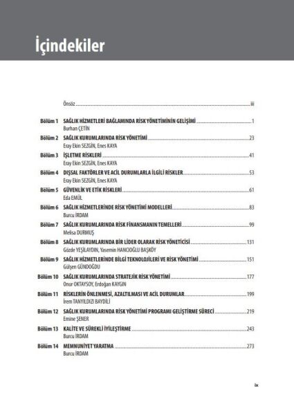 Sağlık Kurumlarında Risk Yönetimi Güvenlik ve Kalitenin İnşası