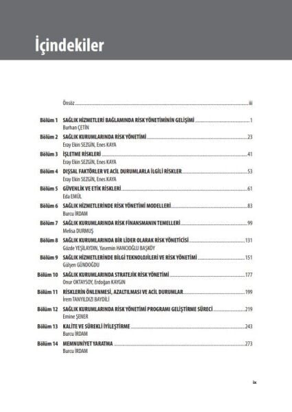 Sağlık Kurumlarında Risk Yönetimi Güvenlik ve Kalitenin İnşası