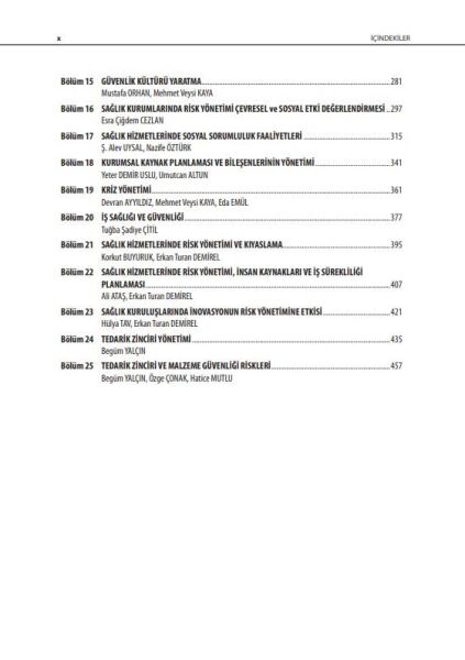 Sağlık Kurumlarında Risk Yönetimi Güvenlik ve Kalitenin İnşası