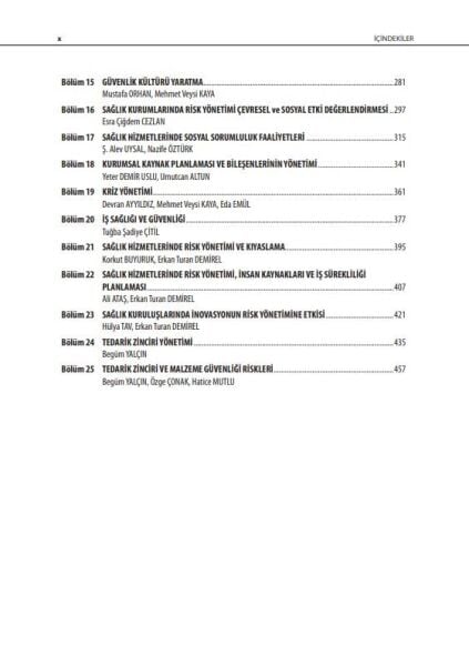 Sağlık Kurumlarında Risk Yönetimi Güvenlik ve Kalitenin İnşası