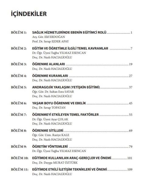 Ebelikte Öğretim Öğrenme ve Eğitim