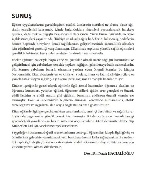 Ebelikte Öğretim Öğrenme ve Eğitim