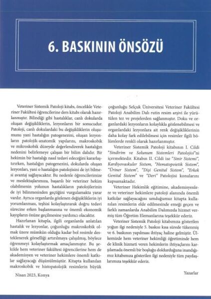Veteriner Sistemik Patoloji Cilt: 1 (Sindirim-Solunum) - (6. Baskı)