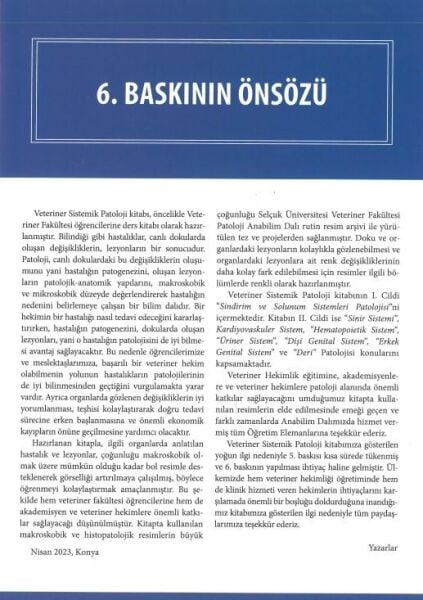 Veteriner Sistemik Patoloji Cilt: 1 (Sindirim-Solunum) - (6. Baskı)