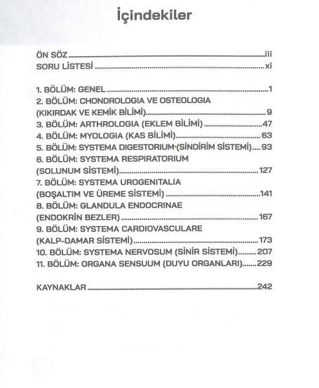 Veteriner Anatomi Öğrenimi İçin Soru-Cevap