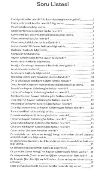 Veteriner Anatomi Öğrenimi İçin Soru-Cevap