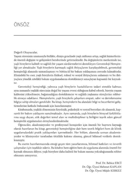 Gerontoloji Hemşireliği