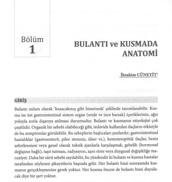 Bulantı Ve Kusmaya Multidisipliner Yaklaşım