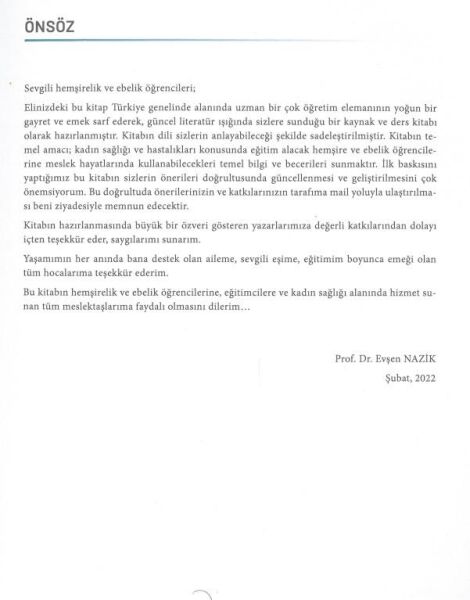 Doğum Kadın Sağlığı ve Hastalıkları Hemşireliği