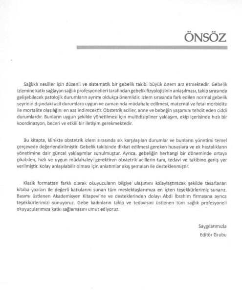 Obstetrik Klinik Izlem ve Acil Yaklaşım Protokolleri