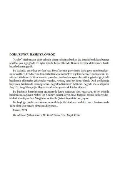 Dahili - Cerrahi - Adli -Aciller El Kitabı 9. Baskı