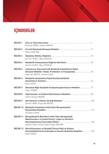 Laboratuvar Hayvanlarında Metabolik Hastalıklarla İlişkili Deneysel Modeller İlkeler, Protokoller ve Fizyopatoloji