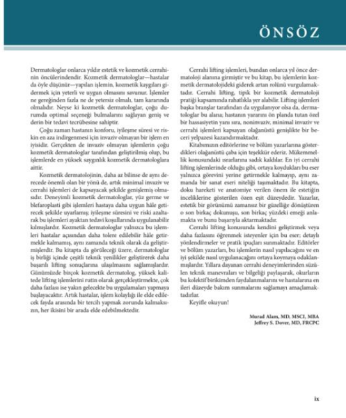 Kozmetik Dermatolojide Uygulamalar:Cerrahi Lifting