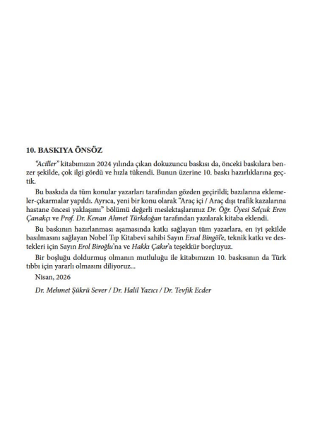 Dahili - Cerrahi - Adli -Aciller El Kitabı 10.Baskı