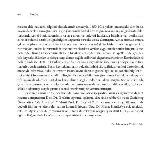 19. Yüzyılda Osmanlı Devletinde Tifo ve Tifo ile Mücadele