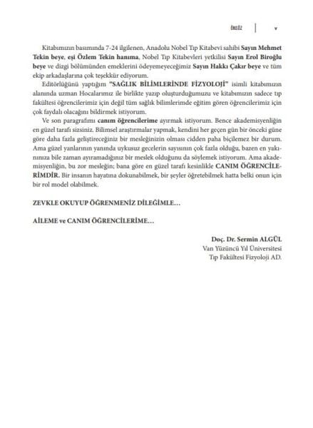 Sağlık Bilimlerinde Fizyoloji Ders Kitabı